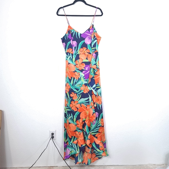Lulu's Vibrant Floral Maxi Dress - Orange, Green, Purple - Picture 6 of 16
